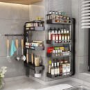 Rotating Kitchen Spice Rack Wall-Mounted Corner Spice Storage Rack Multi-Functional Multi-Tier Storage Rack