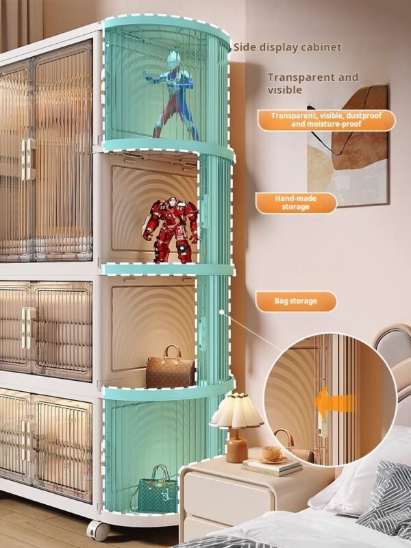Simple wardrobe, home clothing storage cabinet, bedroom children's and adult wardrobe, storage cabinet, foldable for rental homes - Image 3