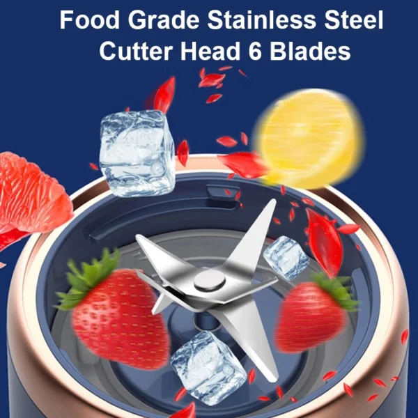 Coloisa Fruit Juicer Blender Mini Electric Wireless Portable Fruit Juicer Blender USB Charging 6 Blade [Gift Juice Cup] - Image 9