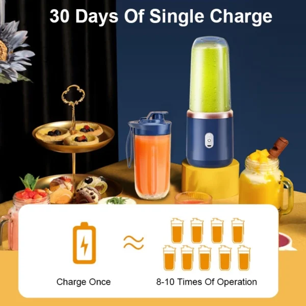 Coloisa Fruit Juicer Blender Mini Electric Wireless Portable Fruit Juicer Blender USB Charging 6 Blade [Gift Juice Cup] - Image 7