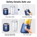 Coloisa Fruit Juicer Blender Mini Electric Wireless Portable Fruit Juicer Blender USB Charging 6 Blade [Gift Juice Cup]